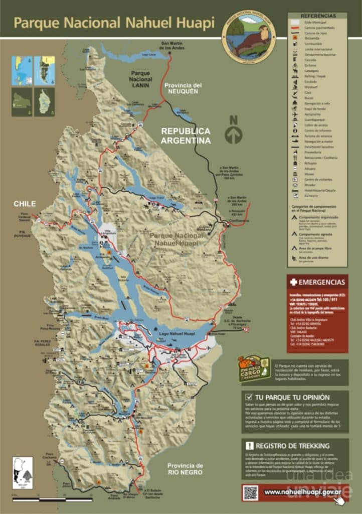 Mapa del Parque Nacional Nahuel Huapi
