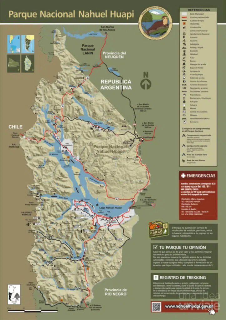 Mapa del Parque Nacional Nahuel Huapi